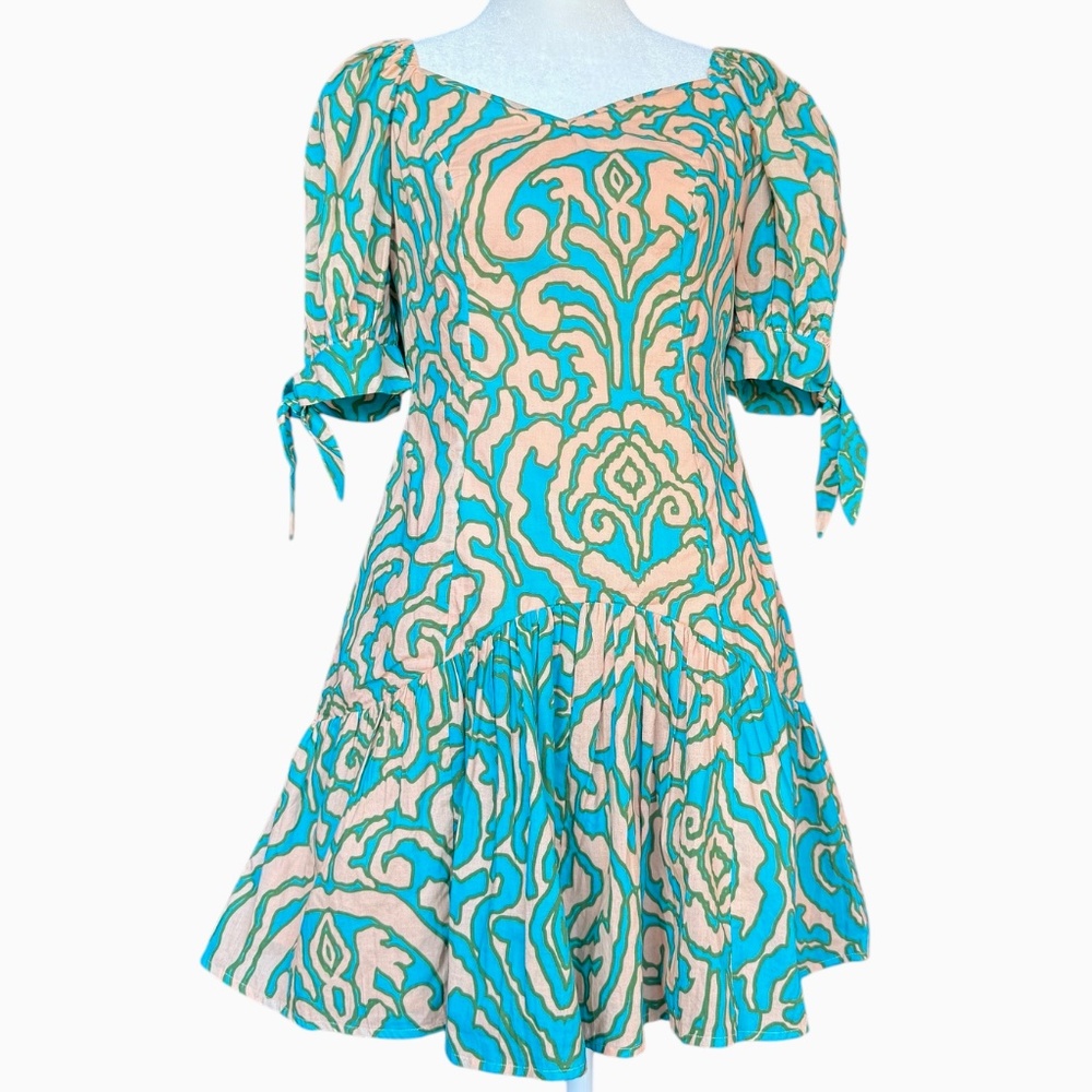 Anna Cate‎ Vivienne Teal and Peach Dress Sz XS